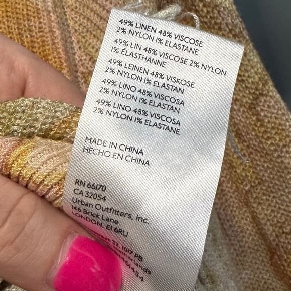 Anthropologie The Dreamer Printed V-Neck Cropped Linen Blend Sweater Size Small - Picture 8 of 9